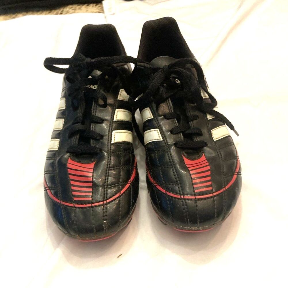 Adidas Puntero VII TRX FG Girls 6 Black Soccer Cleats White Pink Stripes